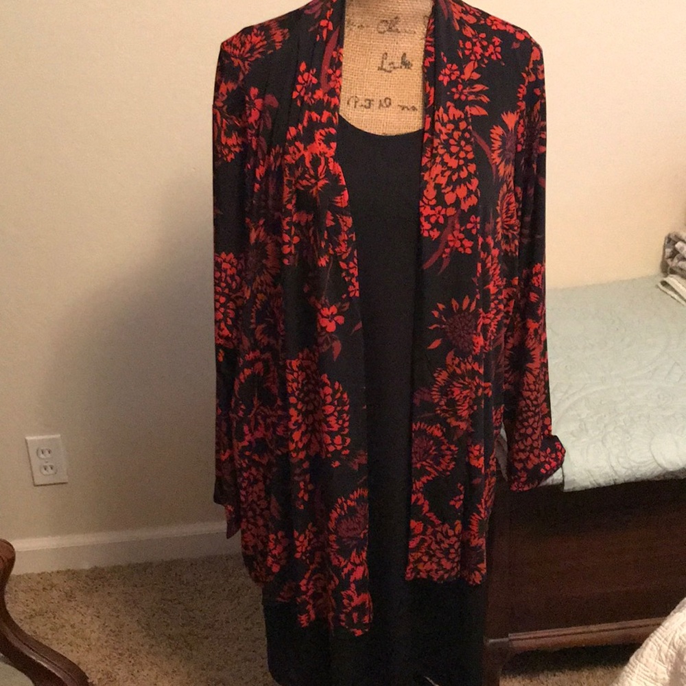 Coldwater Creek slip dress with red jacket